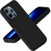 Husa iPhone 15 Pro Max, Silicon Catifelat cu Interior Microfibra, Negru